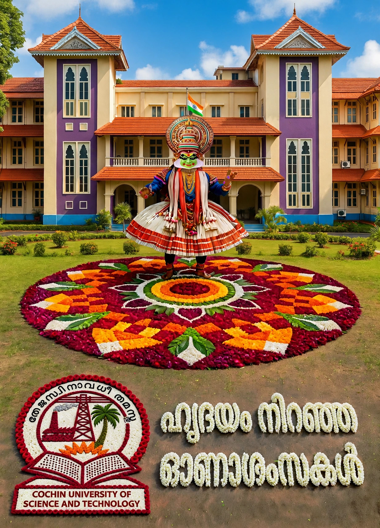 Kathakali Pookalam CUSAT Building Event